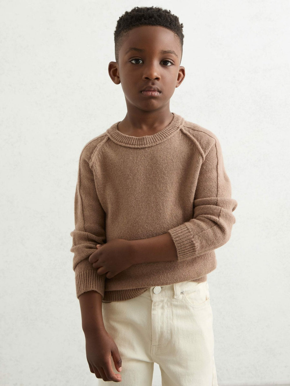 3-9 yrs Wool-Cashmere Reverse-Seam Jumper Camel | Children