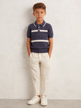 3-9 yrs Cotton Logo-Embossed Knit Polo Shirt Indigo Blue/White | Children