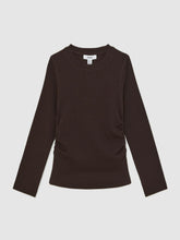 13-14 yrs Cotton Ruched Long-Sleeve T-Shirt with Stretch Chocolate | Children