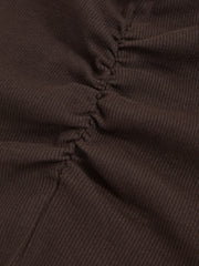 13-14 yrs Cotton Ruched Long-Sleeve T-Shirt with Stretch Chocolate | Children