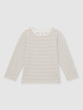 13-14 yrs Stretch-Cotton Stripe T-Shirt Off White/Camel | Children