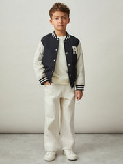 3-9 yrs Colour-Block Varsity Bomber Jacket Navy/ Off White | Children
