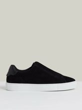 Suede Slip-On Elasticated Trainers Black | Mens