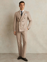 Slim-Fit Wool-Blend Double-Breasted Suit Blazer Oatmeal Brown | Mens