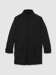 Hybrid Removable-Gilet Overcoat Black | Mens