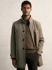 Hybrid Removable-Gilet Overcoat Mushroom Brown | Mens