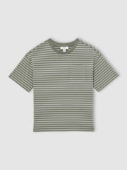 13-14 yrs Cotton-Blend Stripe T-Shirt Sage/White | Children