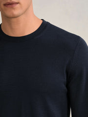 Merino Wool Crew Neck Jumper Midnight Navy | Mens