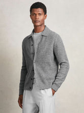 Wool Button Through Pointelle Shirt Mid Grey | Mens