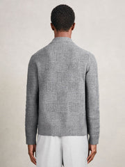 Wool Button Through Pointelle Shirt Mid Grey | Mens