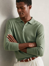 Merino Wool Long-Sleeve Polo Shirt Harper Green | Mens