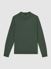 Merino-Wool Crew-Neck Jumper Kale Green | Mens
