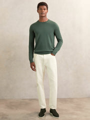 Merino-Wool Crew-Neck Jumper Kale Green | Mens