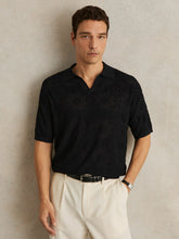 Jacquard Loop-Stitch Polo Shirt Navy | Mens
