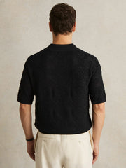 Jacquard Loop-Stitch Polo Shirt Navy | Mens