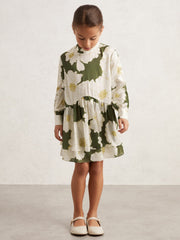 9-13 yrs Floral-Print Swing Dress Green | Children