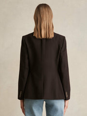 Wool-Blend Double-Breasted Blazer Chocolate Brown | Womens