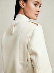 Brushed Wool Epaulette Bomber Jacket Cream | Womens