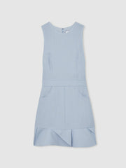 Structured Ruffle-Hem Mini Dress Blue | Womens