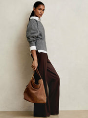 Wool-Blend Reverse-Seam Batwing Jumper With Cashmere Charcoal | Womens
