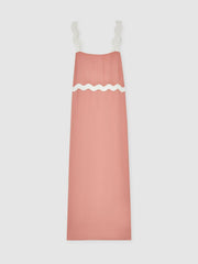 Wave-Trim Crepe Midi Dress Pink | Womens