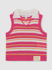 13-14 yrs SmileyWorld Stripe Knit Vest Pink | Children