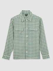 Woven Check Twin Pocket Overshirt Green Multi | Mens