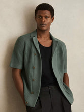 Cotton Textured-Knit Cuban-Collar Shirt Pine Green | Mens