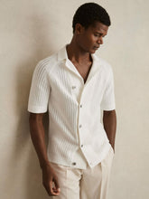 Cotton Textured-Knit Cuban-Collar Shirt White | Mens