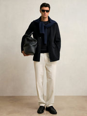 Wool Blend Double Face Button Jacket Navy | Mens