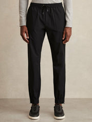 Drawstring Technical Cuffed Trousers Black | Mens