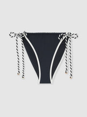 Twist-Strap Tie-Side Bikini Bottoms Navy/White | Womens