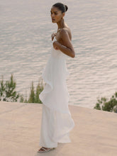 Silk Ruffle Bandeau Wide-Leg Jumpsuit Ivory | Womens
