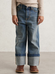 9-13 yrs Straight-Leg Turn-Up Jeans Blue | Children