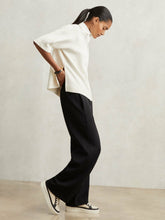 Petite Wide-Leg Interlock Drawstring Joggers Black | Womens