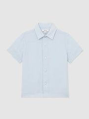 9-13 yrs Short Sleeve Linen Shirt Pale Blue | Children