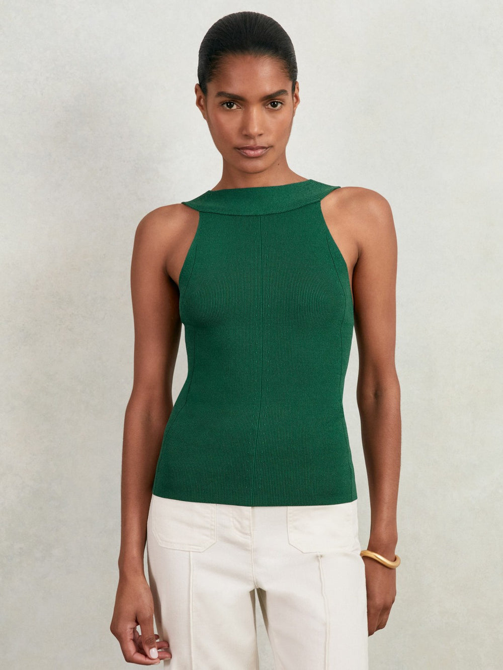 Low-Back Rib-Knit Vest Green | Womens