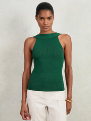 Low-Back Rib-Knit Vest Green | Womens