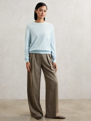 Merino Wool Crew-Neck Jumper Blue | Womens