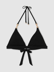 Triangle Halter Neck Bikini Top Black | Womens