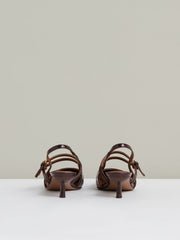 Leather Slingback Buckle Court Shoes Oxblood | Womens