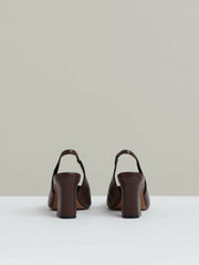 Leather Slingback Court Shoes Chocolate | Womens