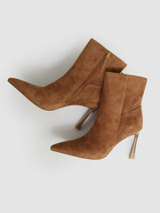 Suede High Heeled Ankle Boots Tan | Womens