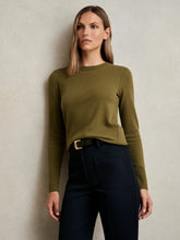 Wool-Blend Open-Stitch Jumper with Cashmere Khaki Green | Womens