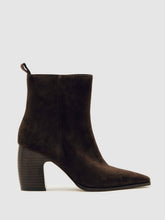 Suede Block-Heel Ankle Boots Chocolate | Womens