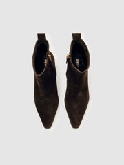 Suede Block-Heel Ankle Boots Chocolate | Womens