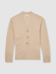 Wool-Blend Fitted Cardigan With Cashmere Neutral | Womens
