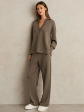 Modal-Blend Interlock Wide-Leg Joggers Khaki Green | Womens