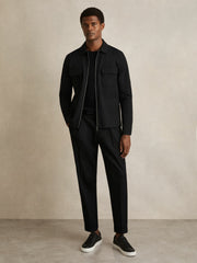 Technical Zip-Through Overshirt Black | Mens
