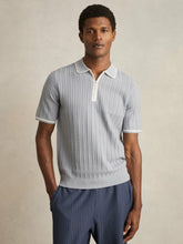 Micro-Cable Half-Zip Polo Shirt Soft Blue | Mens
